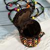 Portable Cloth Ethnic Style Crossbody Bag Retro Coconut Shell Handmade Weave Bag Vintage Handbag Bohemian Shoulder Bag Women