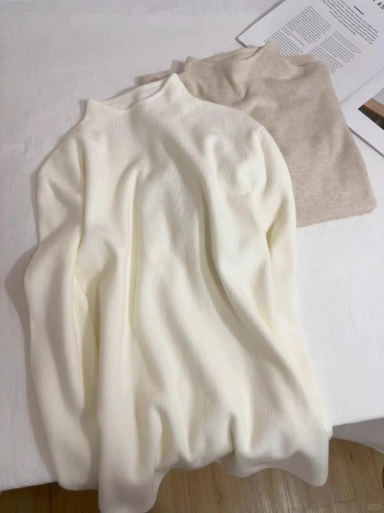 Повседневная водолазка с длинными рукавами, трикотажная базовая рубашка, женская зимняя осенняя однотонная тонкая теплая кофта в корейском стиле, простые топы, нижнее белье