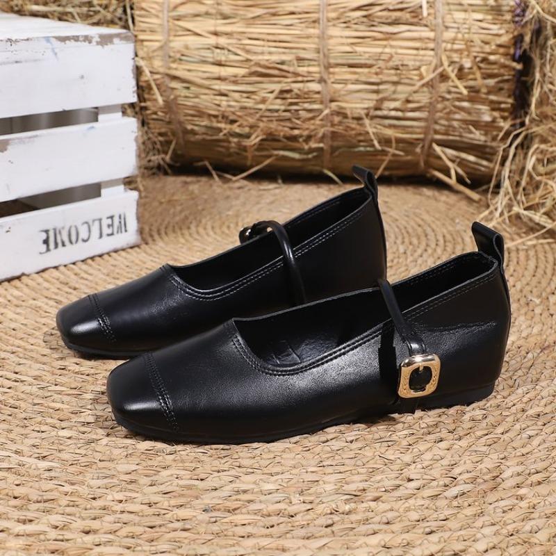 Модные Весенне-Осенние Модные Лоферы с Пряжкой Однотонные Женские Модельные Квадратный Носок Красивые Повседневные и Удобные