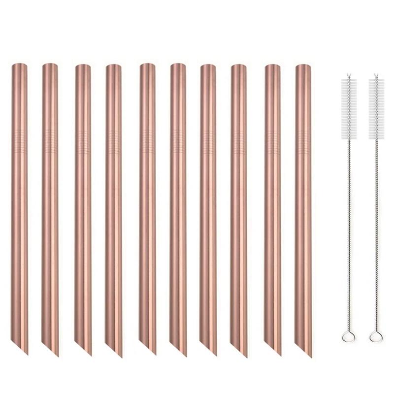 10 шт. 12*215 мм цветные трубочки для питья из нержавеющей стали 304 многоразовые металлические трубочки для бара Boba Bubble Tea молочные коктейли трубки