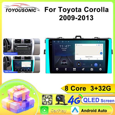 10.1" Android 13 автомобильный стерео радиоприемник для Toyota Corolla E140 / 150 2007 2008 2009 2010 2011 2012 2013 мультимедийный проигрыватель 2 Din DVD