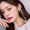 Pearl tassel asymmetrical earbone clip integrated earrings personality temperament fashion earrings sterling silver