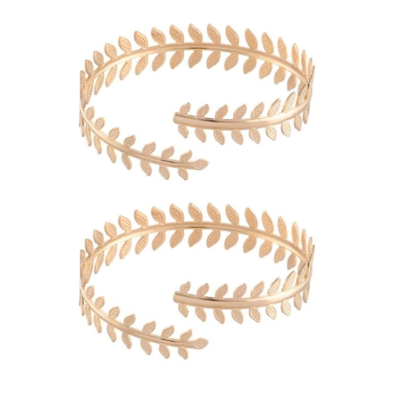 Upper Arm Chain Cuffs for Women Teens Armlet Bangle Bracelets for Girls Women Flexible Beach Jewelry Sparkly Leaf