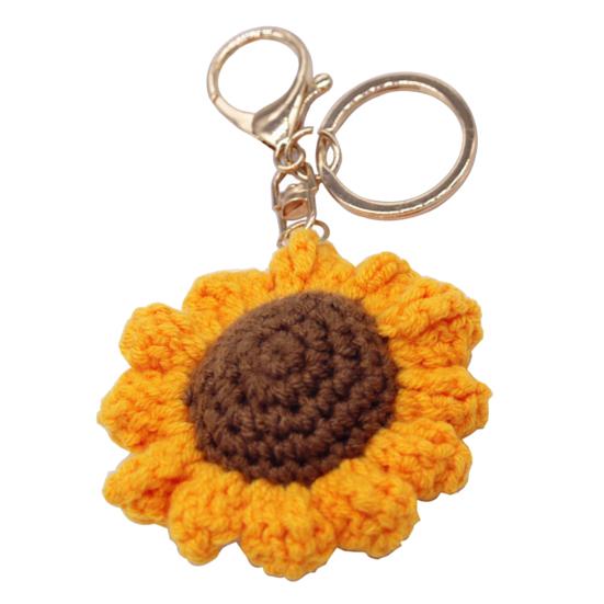 Брелок Подвеска Вязание крючком Подсолнух Форма Брелок Декоративные Подвески Сумки Телефоны Автомобили Аксессуары