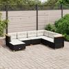 VidaXL Garden Lounge Set 7 Pcs with Cushions Black Wicker 3261935