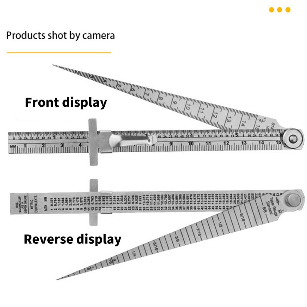 Двухшкальный метрический и дюймовый конусный щуп из нержавеющей стали для измерения глубины узких зазоров и диаметра