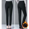 Plus Velvet Thickened Large Size Stretch Casual Trousers Women's Autumn and Winter High Waist Was Thin