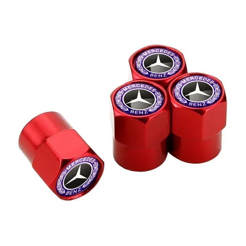 New C200 E200 For Mercedes Benz 4Pcs Car Wheel Valve Caps Tire Tyre Stem Air Cover Metal Emblem Accessories For Mercedes Benz G