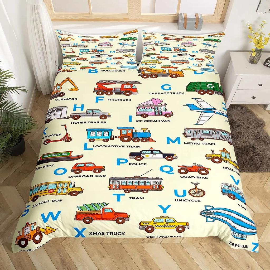 Comforter Cute Cartoon Animals Twin For Kids Boys English Alphabet Bedding Set Cute Monkey Colored Letters Comforter