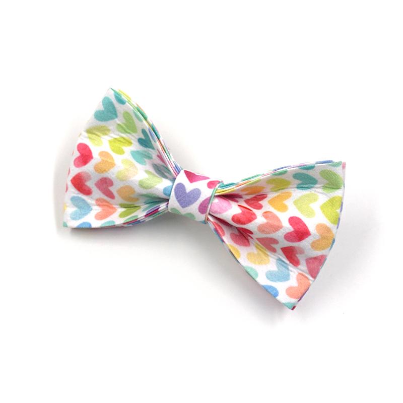 Good Quality Dog Harness Pet Collar and Leash Set Bow Tie Cute Design Colorful Heart Printing with Metal Buckles