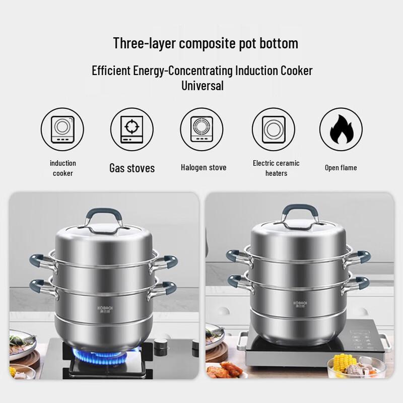 KOBACH 3-Tier Stainless Steel Steamer Pot 28cm