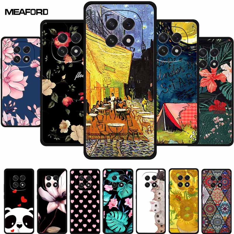 For Oppo A5 5G Phone Case 3D Relief Emboss Flowers Back Cover Black TPU Silicone Soft Case For Oppo A 5 PKQ110 Cases 6.7" Fundas
