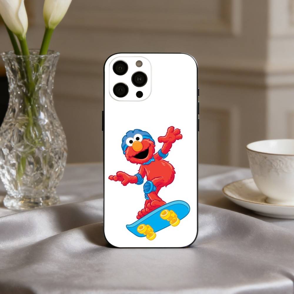 C-Cartoon R-Red cute A-Elmo-O Phone Case For iPhone 17,16,15,14,13,12,11 Plus,Pro Max,XS,Soft Silicone Black Cover