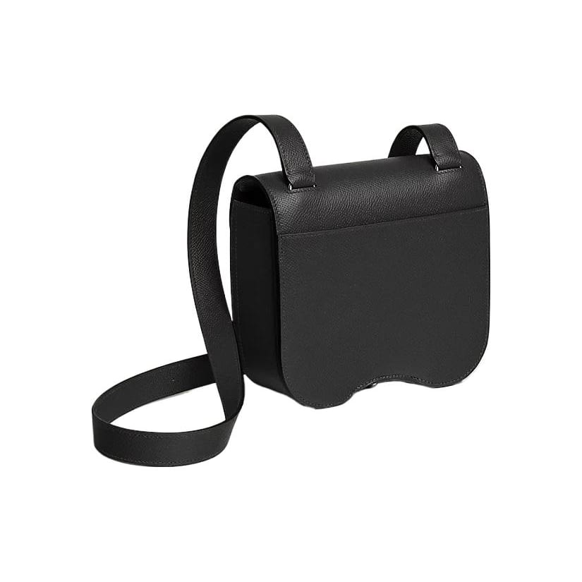 HERMES Della Cavalleria Silver Tone Buckle Epsom Calfskin Shoulder Bag, Crossbody Bag Women's 89 Noir Black H082226CK89