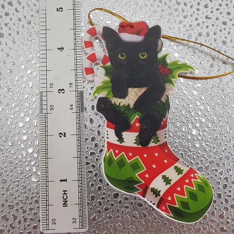 Забавные украшения из черной кошки, рождественские украшения с милым котом высотой 3,15 дюйма, рождественские украшения, подвеска на рождественскую елку, украшения на елке