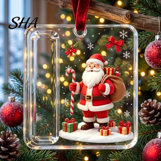 Transparent Acrylic Gift Ornament Christmas Money Holder Ornament, Cash Hanging Decor with Stocking Stuffer for Festive Pattern, Tree Pendant Surprise