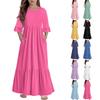Girls' Tiered Ruffle Dress - 3/4 Sleeve Pocket Maxi With Pockets
