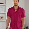 Men's Casual Short Sleeved Button Up Shirt, Summer Beach Shirt