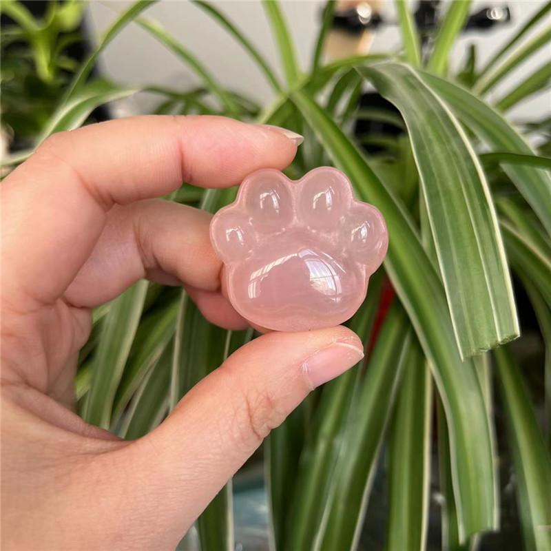 Натуральный минеральный кристалл Розовый кварц Резьба кошачий коготь Креативное украшение Специальный подарок Ювелирное украшение