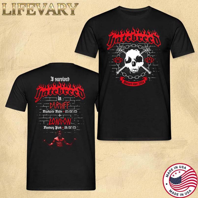 Hatebreed 2025 Кардифф Великобритания Тур Эксклюзивный Концерт 3 Июля Футболка Унисекс Футболка