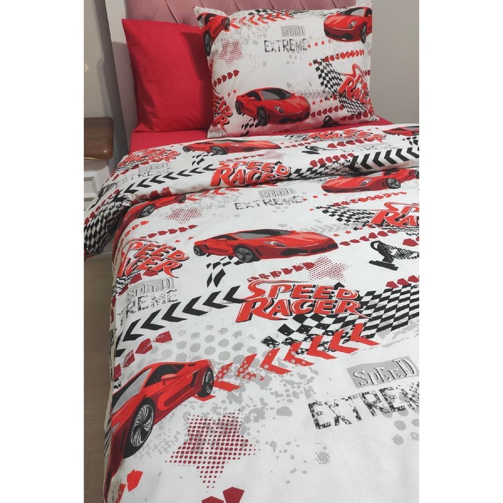 Синий комплект пододеяльников на колесиках для мальчика, комплект из 4 предметов с эластичными простынями (100x200см)