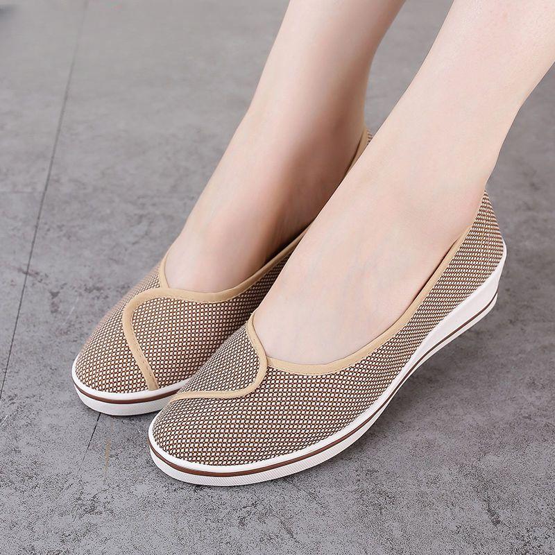 Туфли для медсестер, женские наклонные туфли с красивыми туфлями, женские туфли с плоской подошвой, тканевые туфли в старом Пекине