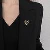 Women Brooch Faux Pearl Rhinestone Decor Heart Shape Stainless Anti-slip Wear-resistant Coat Collar Hat Scarf Decoration Clothes Pin Garment Jewelry