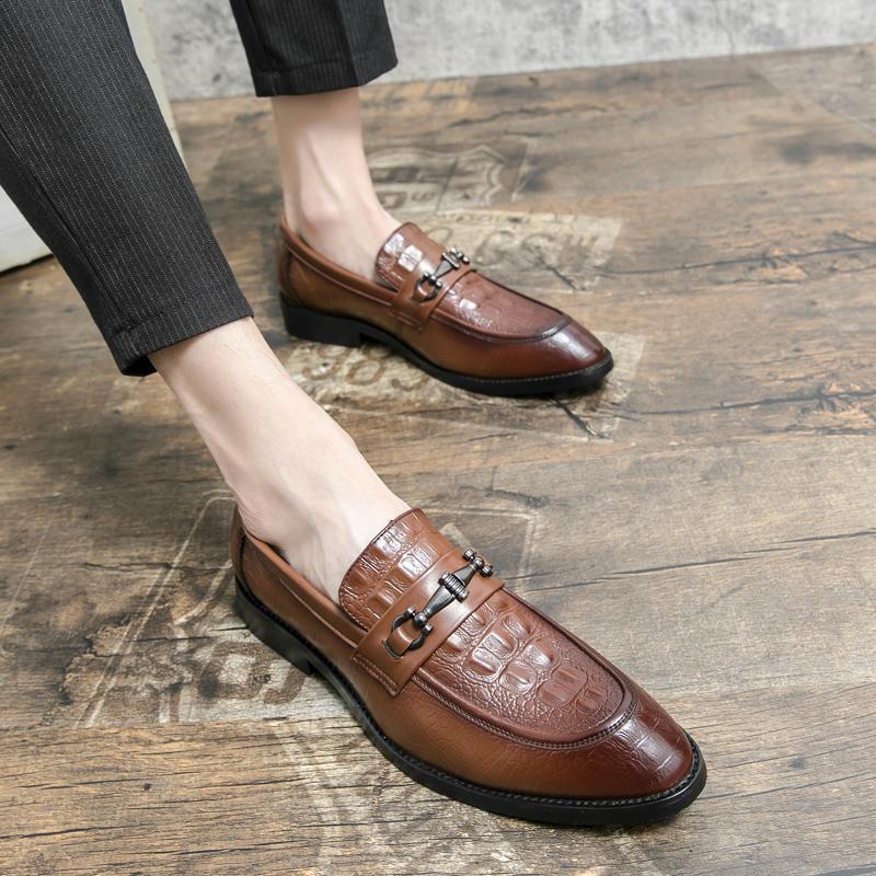 FashionNew Men Shoes Crocodile Pattern Leather Loafers Men Moccasins Shoes Slip-on Soft Flats Footwear Driving Shoes Walking Footwea