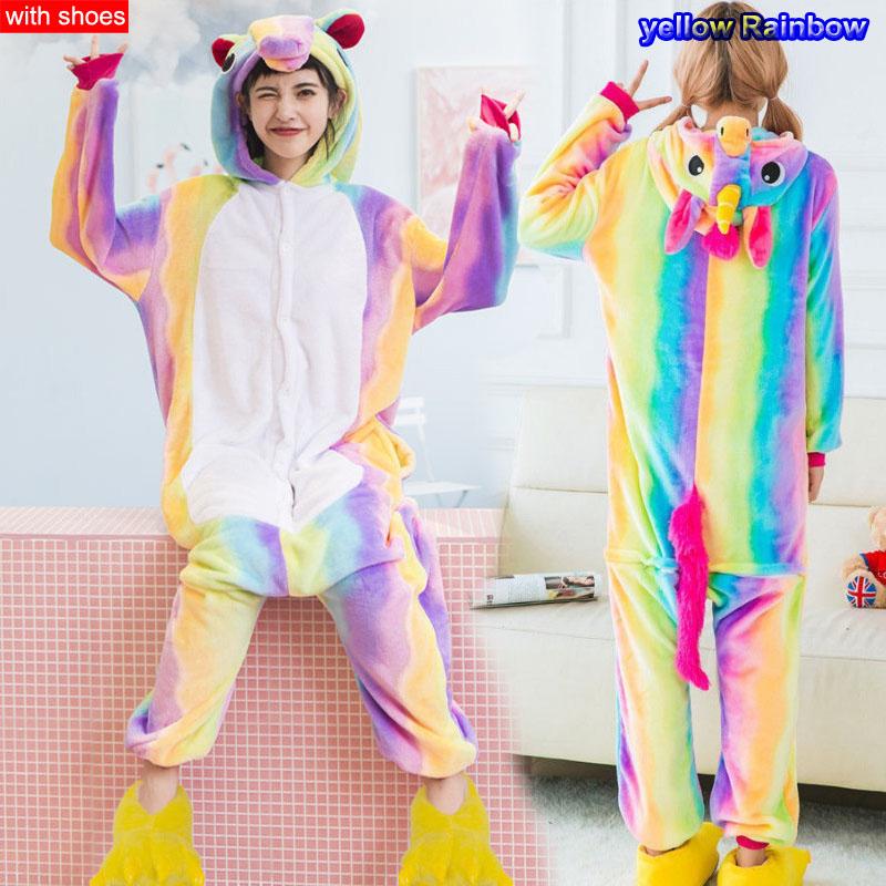 Мужчины Женщины Кигуруми Onesie Пижамы Унисекс Животное Косплей Олень Сова Волк Единорог Акула Костюм Пижамы Комбинезон Для Хэллоуина Вечеринка С обувью