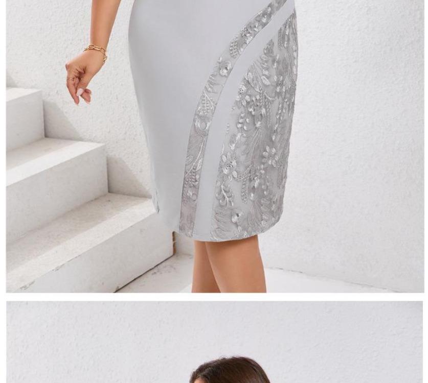 Кружево - Женские коктейльные и вечерние платья - Большие размеры Bodycon юбка Женское коктейльное платье Облегающее с вышивкой Кружевные стежки Элегантное