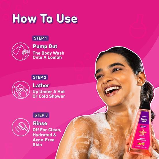 Plum BodyLovin' Active-witty 1% салициловая кислота + витамин B5 для мытья тела | Борется с прыщами на теле | Подходит для всех типов кожи (250 мл)