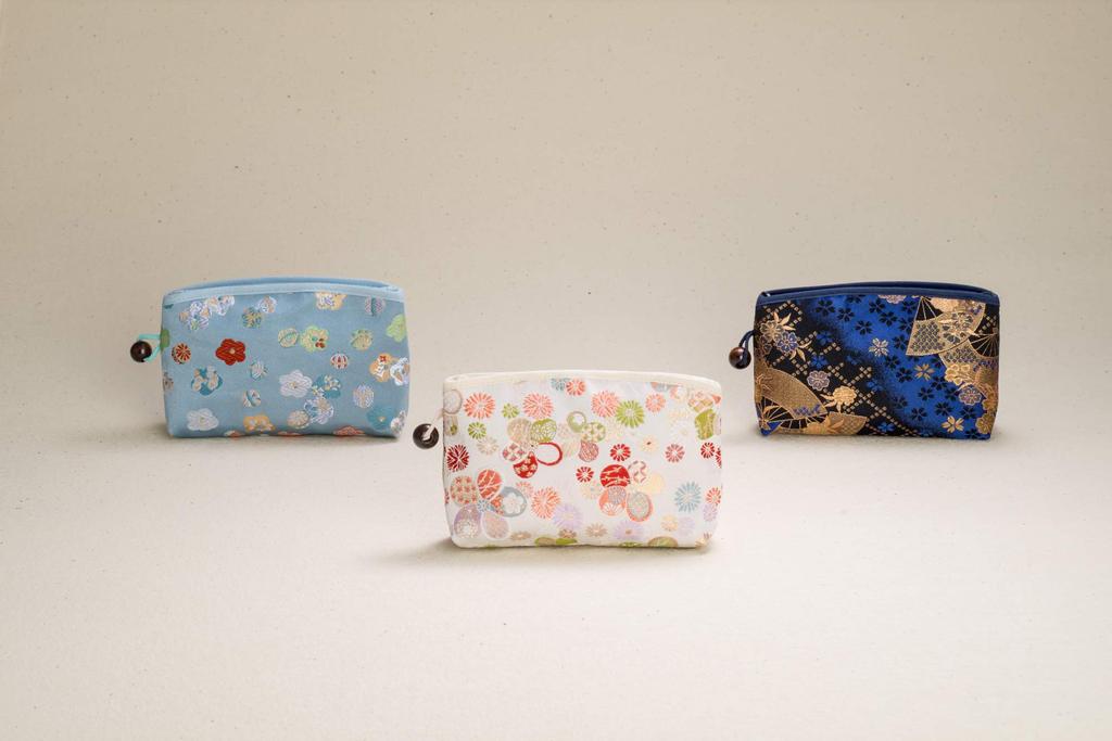 Киото Гейбидо Парча Нисидзин Косметичка Японская Сделано в Японии Сумочка-роса, Узор, (Розовый, Травяной)