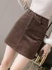Women's High Waist Brown Corduroy A-Line Skirt - 2023 Autumn/Winter Collection