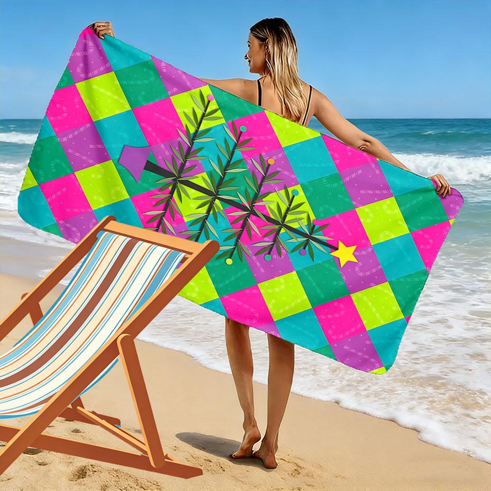 Vivid festive tree harmony Print beach towel, quick drying, suitable for travel, outdoor sports, jogging, the beach and swimming, gift