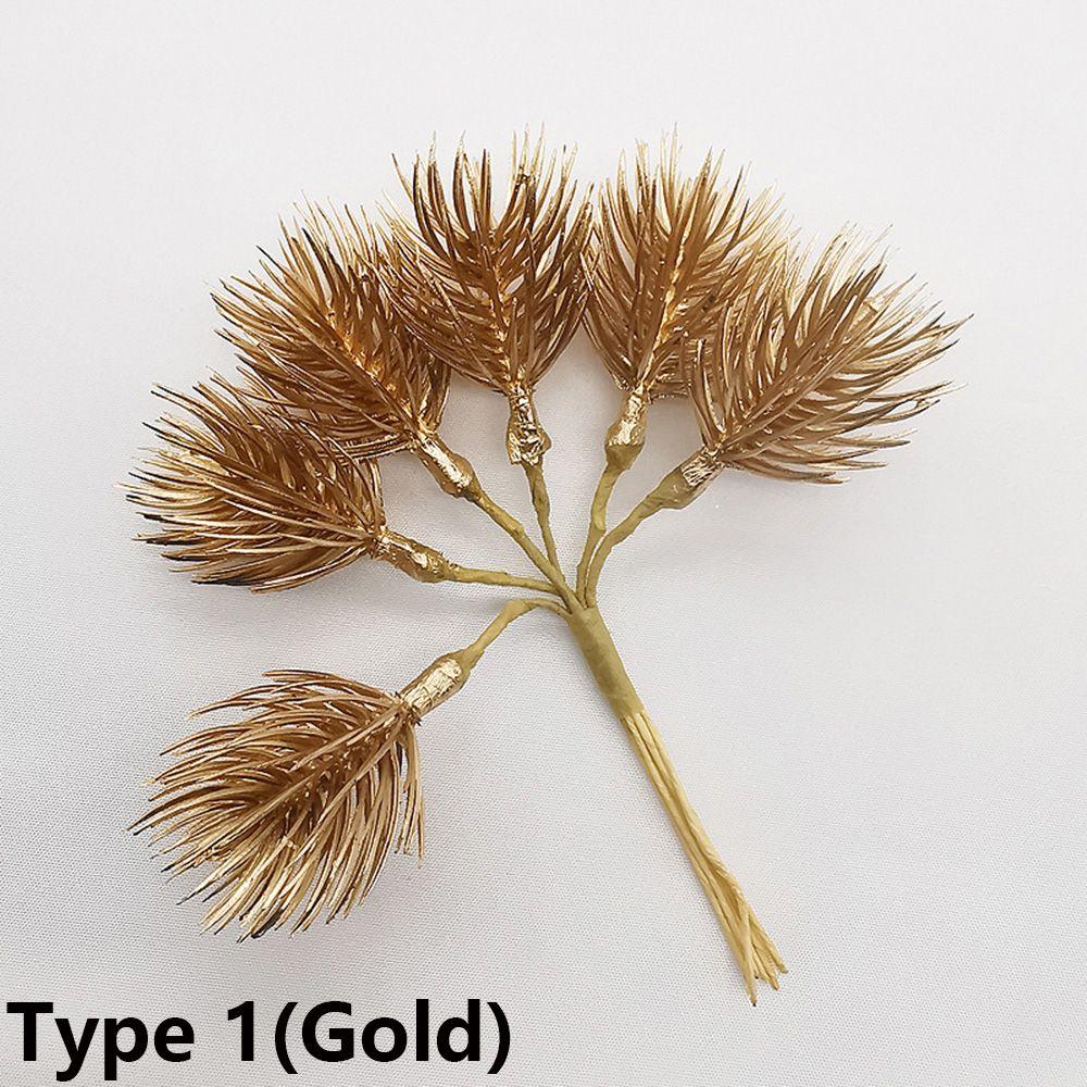 6PCS/Bundle DIY Home Decor Xmas Ornament Simulation Plants Faux Grass Pine Artificial Flowers