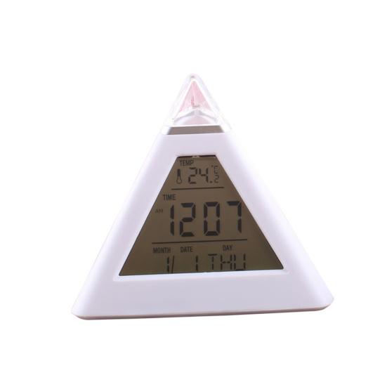 7 Colors Changing LED Light Triangular Thermometer Calendar Digital Alarm Clock