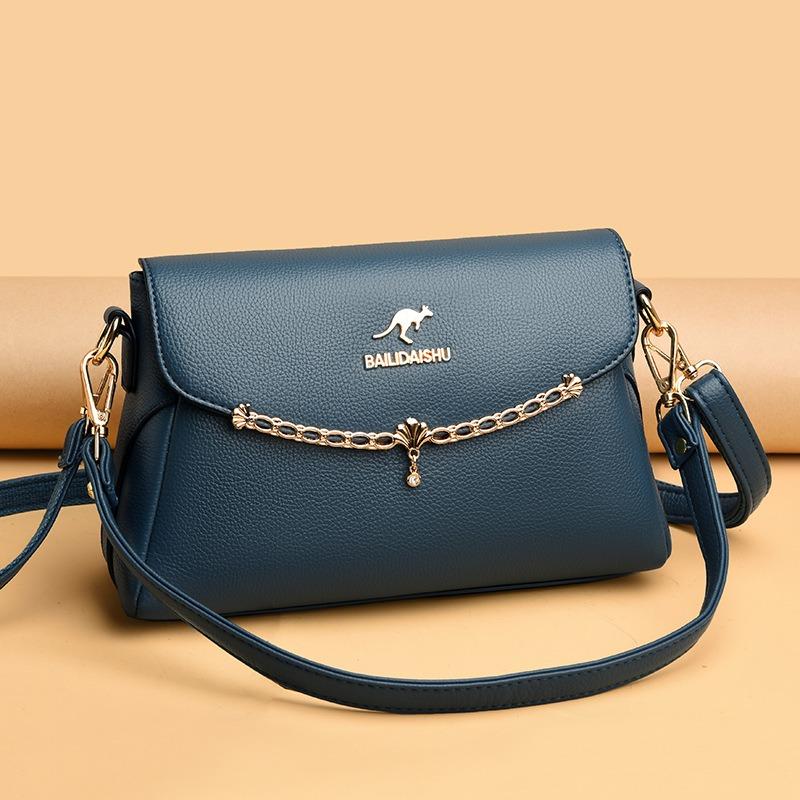 Women's Bag Fashion Soft Leather Middle-aged Mother Shoulder Bag Large Capacity Small Square Bag Women's Satchel