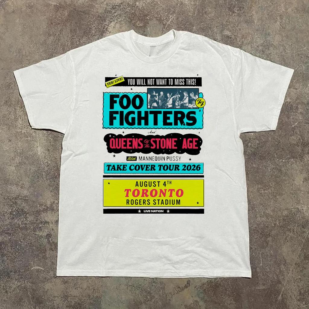 Foo Fighters 2026 Take Cover Tour White Cotton Shirt S5xl Cl757