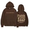 FAITH OVER FEAR Fashionable and Casual Back-collar Plus Velvet Hooded Loose Sweatshirt for Female Students European Goods