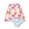 Baby Toddler Girls Rashguard Two Pieces Swimsuit Set Long Sleeve Pineapple Print Bathing Suits Striped Bikini Bottoms Sun Protection Swimwear