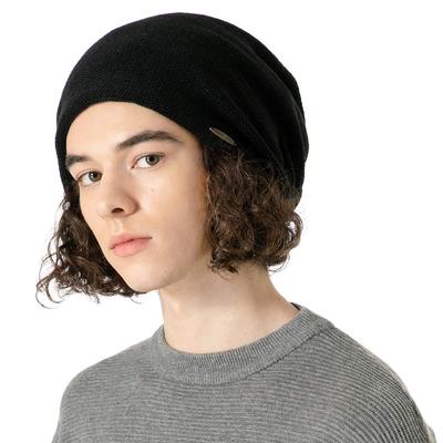 QUEENHEAD Вязаная объемная шапка большого размера, «Один размер подходит большинству», черная мужская шапка, стройнящая, шапка, (приблизительно. 57-64 см) -