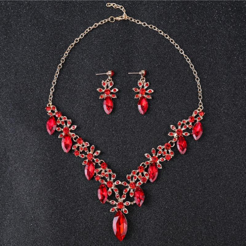 Ретро ожерелье со стразами, серьги, комплект для женщин, хрустальное банкетное платье, аксессуары