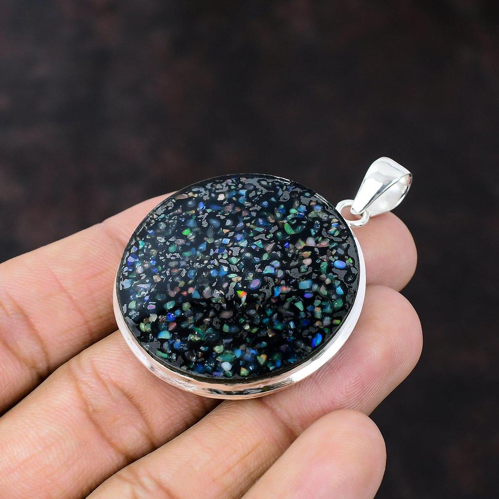 Black Ethiopian Opal Pendant Unique Design Jewelry 925 Sterling Silver Pendant Handmade Pendant Top Quality Gemstone Jewelry Gift For Friend