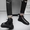 Мужские кожаные модные ботинки Мужские плюшевые теплые на шнуровке Короткие ботильоны Мужские уличные на платформе С высоким верхом Мотоциклетные ботинки большого размера 44