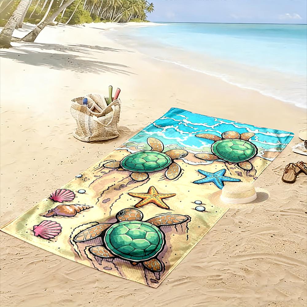 Sea Turtles and Starfish Beach Design Beach towel quick-drying for travel outdoor sports jogging beach and swimming