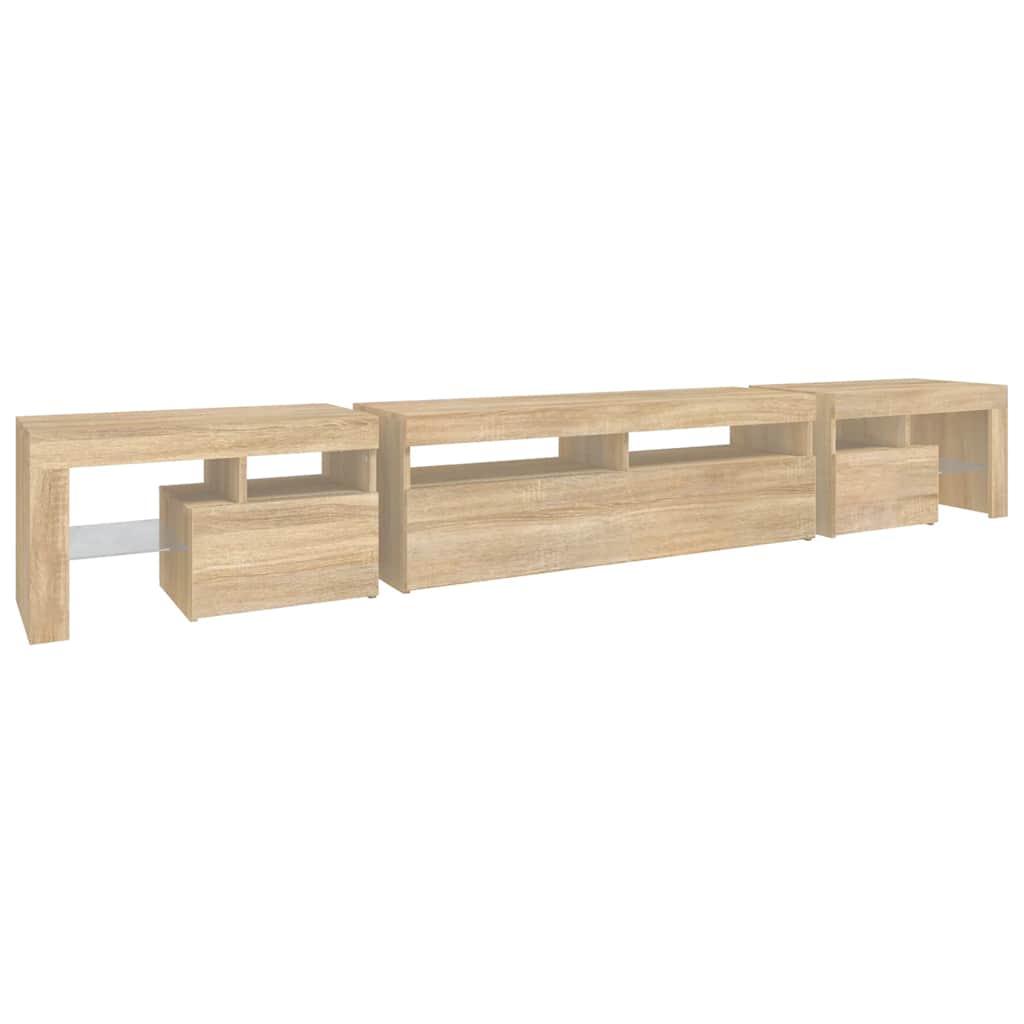 Vidaxl Szafka Pod Tv Z Oświetleniem Led, Dąb Sonoma, 260X36,5X40 Cm