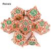 7 Pcs Red Green Metal Dice Hollow Metal Polyhedral Dice Set Suitable for Role-Playing RPG    Board Game Card Game