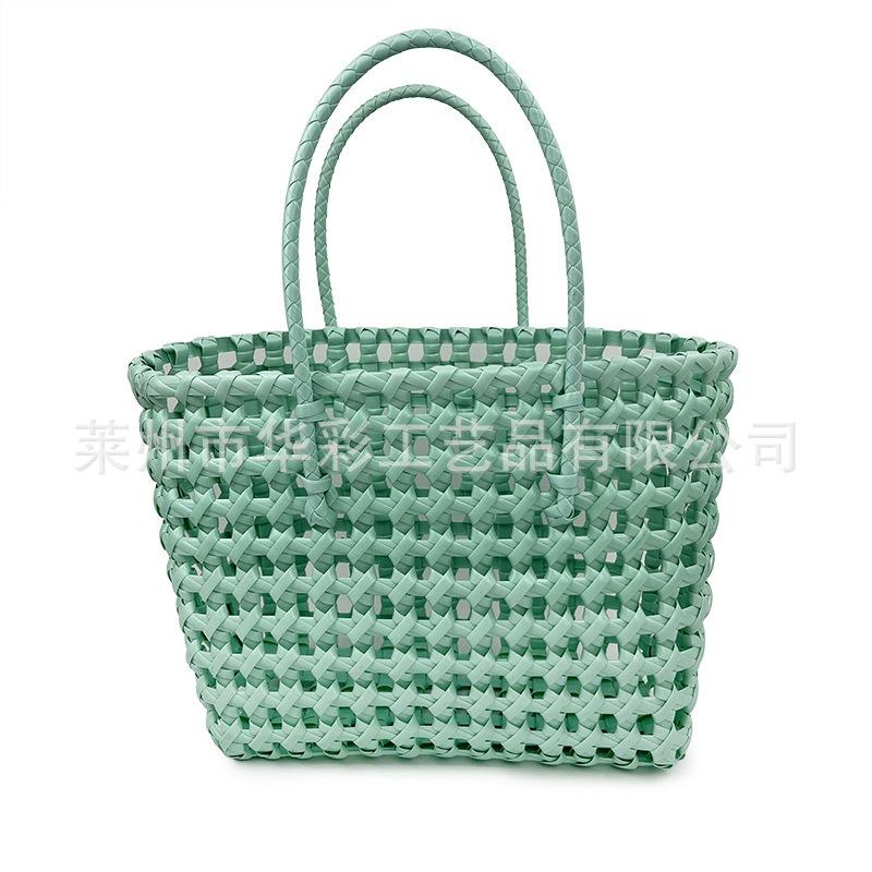 Sales C Woven Bag Hand Carry Vegetable Basket Colorful Waterproof Beach Bag Hand Woven Hollow Women's Handbag