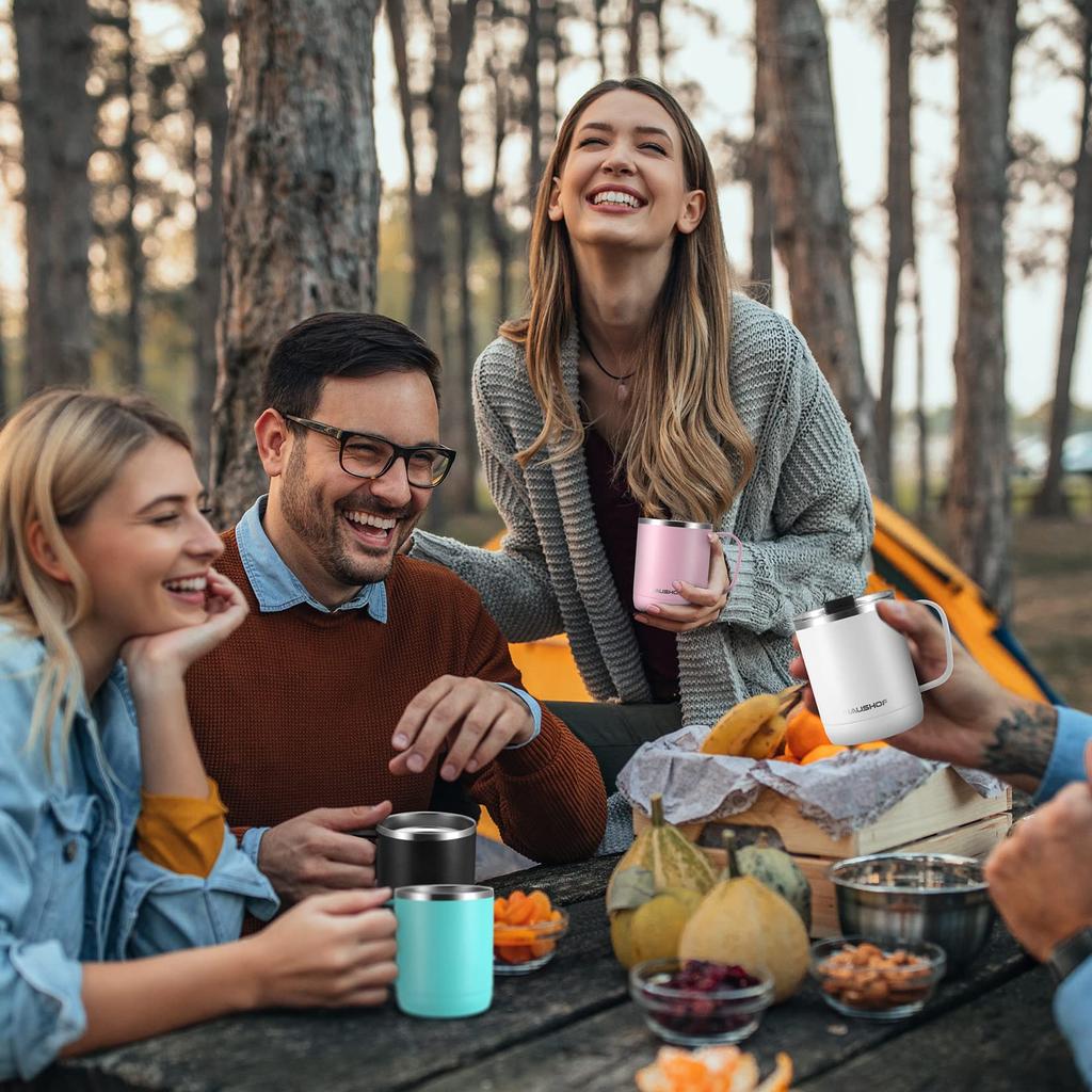 Кружка HAUSHOF из нержавеющей стали с вакуумной изоляцией и крышкой, чашка объемом 300 мл, двойная стенка, переносная кружка, стакан, кружка-бутылка, кружка для магазинов, уличная кружка