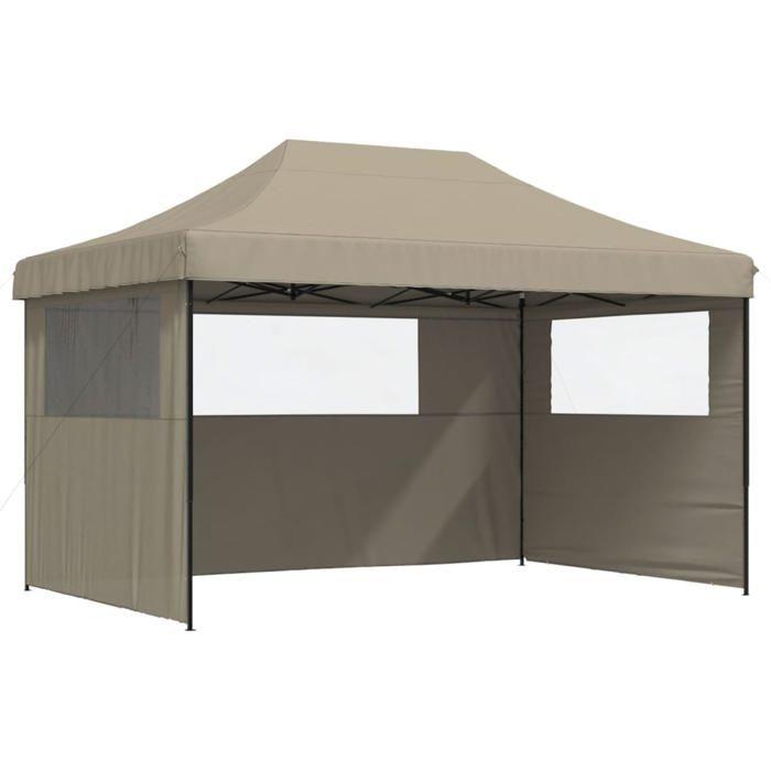 VidaXL Tente de réception pliable escamotable 3 parois latérales taupe, tente, tente à auvent, auvent de gazebo 4004970